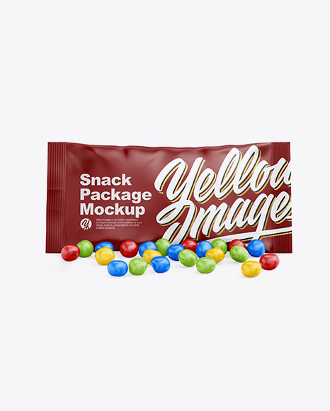 Matte Snack Bag With Candies Mockup - Front View