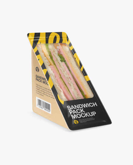 Kraft Sandwich Pack Mockup - Half Side View