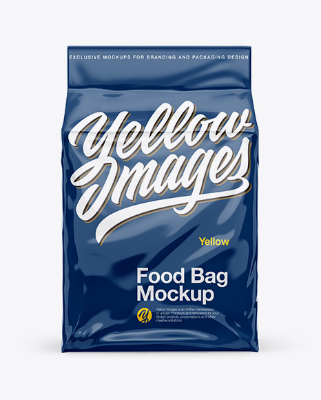 Glossy Stand-up Food Bag Mockup - Front View
