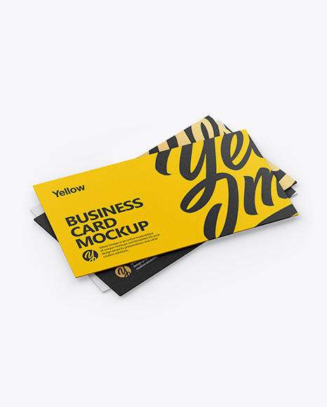 Three Textured Business Cards Mockup - Half Side View