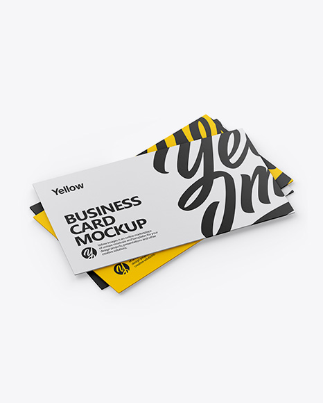 Three Business Cards Mockup - Half Side View