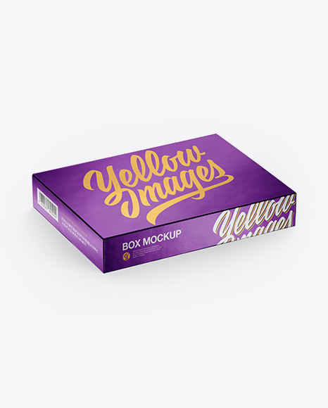 Metallic Box Mockup - Half Side View (High-Angle Shot)