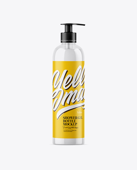 Clear Shower Gel Bottle with Pump Mockup