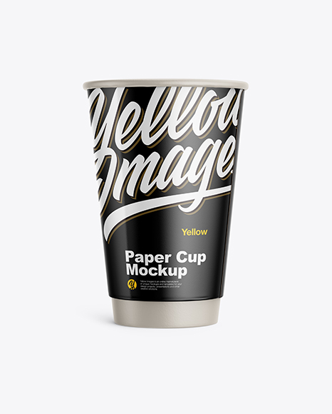 Glossy Paper Coffee Cup Mockup - Front View
