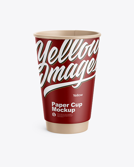 Matte Paper Coffee Cup Mockup - Front View (High-Angle Shot)