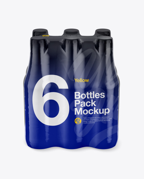 6 Bottles Pack Mockup - Front View (High-Angle Shot)