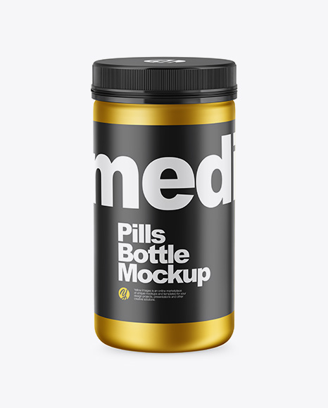 Matte Metallic Pills Bottle Mockup - High-Angle Shot