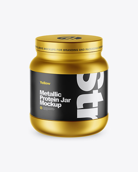 Matte Metallic Protein Jar Mockup - High-Angle Shot