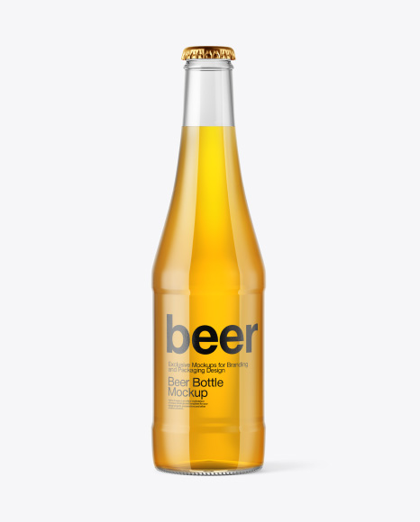 Glass Bottle with Lager Beer Mockup