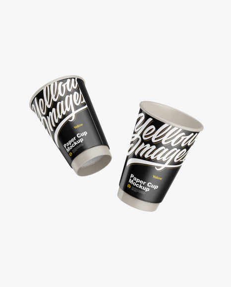 Two Glossy Paper Coffee Cups Mockup