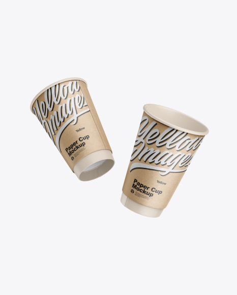Two Kraft Coffee Cups Mockup