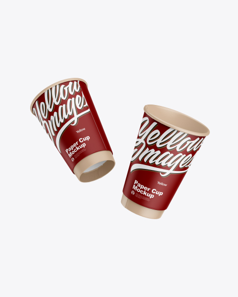 Two Matte Paper Coffee Cups Mockup