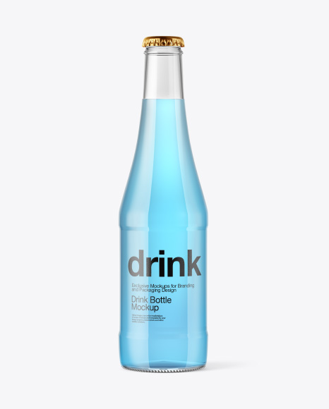 Glass Bottle with Blue Drink Mockup