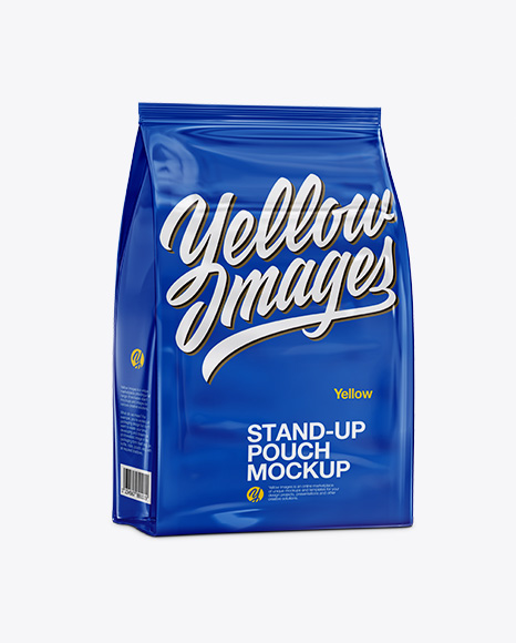 Stand Up Glossy Pouch Mockup - Half Side View