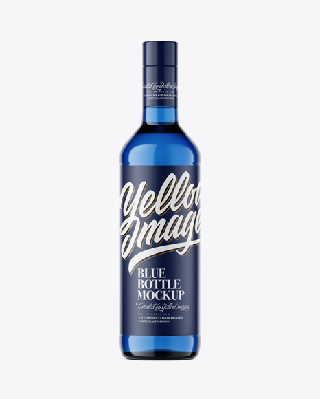 500ml Blue Glass Bottle Mockup