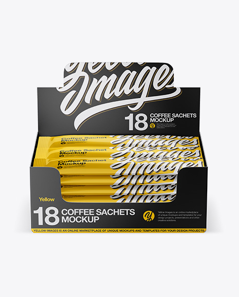 18 Coffee Sachets Mockup - Front View