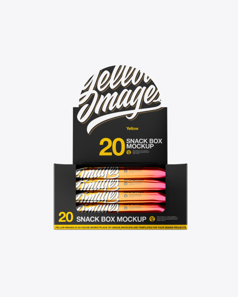 20 Metallic Snack Bars Box Mockup - Front View