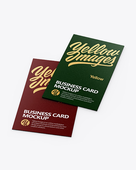 Two Textured Business Cards Mockup - Half Side View