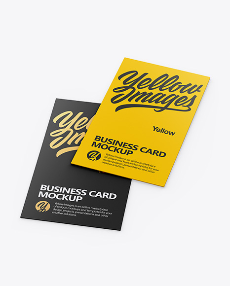 Two Business Cards Mockup - Half Side View