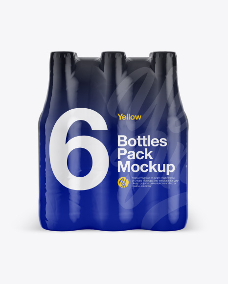 6 Bottles Pack Mockup - Front View