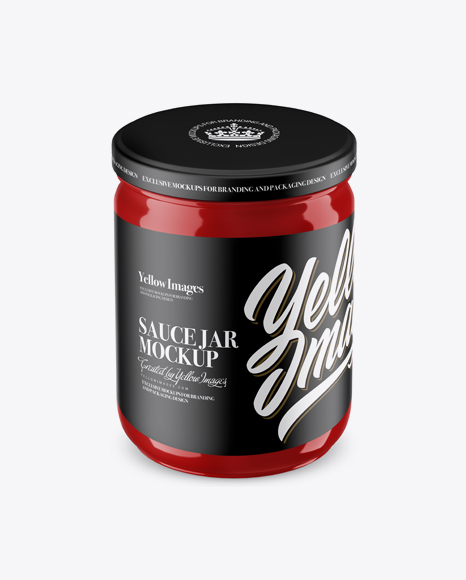 Glossy Sauce Jar Mockup (High Angle Shot)