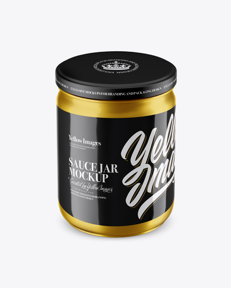 Metallic Sauce Jar Mockup (High Angle Shot)