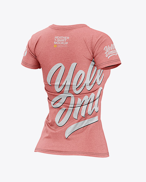 Women’s Heather Slim-Fit T-Shirt Mockup - Back Half-Side View