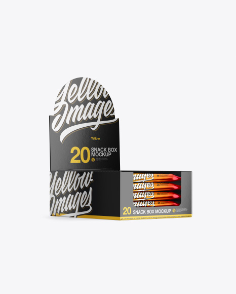 20 Metallic Snack Bars Box Mockup - Half Side View