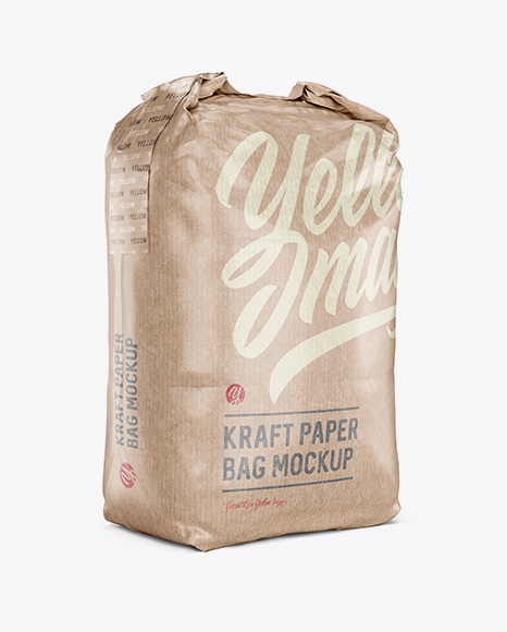 2 kg Kraft Paper Bag Mockup - Halfside View
