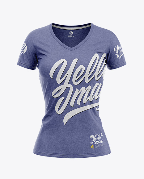 Women’s Heather Slim-Fit V-Neck T-Shirt Mockup - Front View