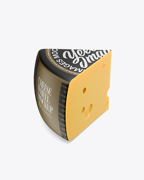 Piece of Cheese Wheel Mockup - Half Side View (High Angle Shot)