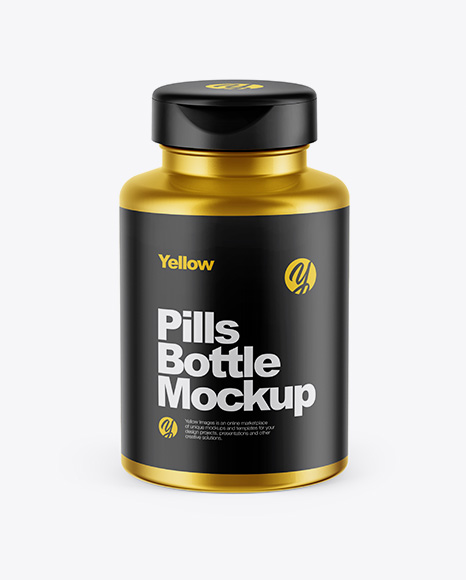 Metallic Pills Bottle Mockup