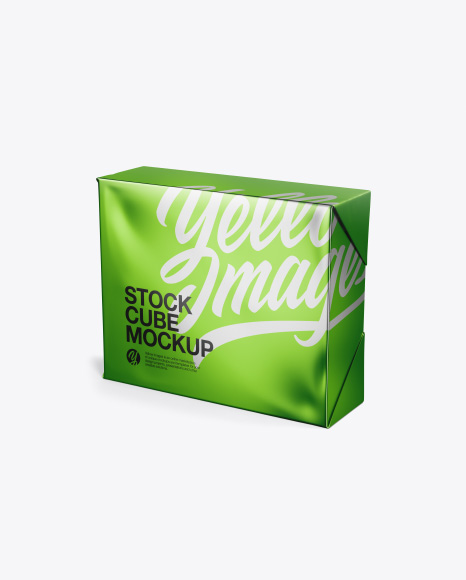 Metallic Stock Cube Mockup - Half Side View (High Angle Shot)
