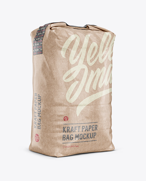 3 kg Kraft Paper Bag Mockup - Halfside View
