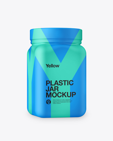 Plastic Jar in Matte Shrink Sleeve Mockup - Half Side View