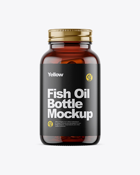 Amber Glass Fish Oil Bottle Mockup