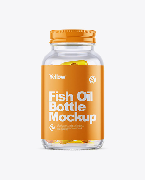 Clear Glass Fish Oil Bottle Mockup