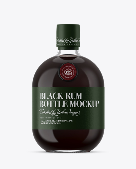 Clear Glass Bottle With Black Rum Mockup