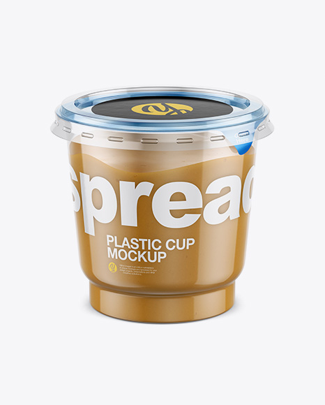 Clear Plastic Cup with Peanut Butter Mockup (High-Angle Shot)