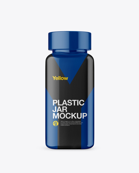 Plastic Jar in Glossy Shrink Sleeve Mockup - Front View