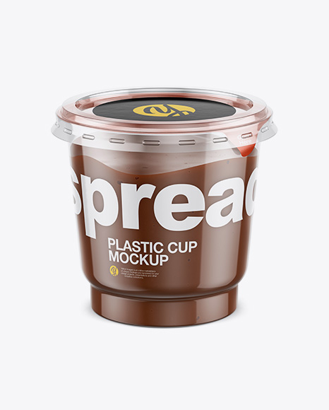 Clear Plastic Cup with Chocolate Spread Mockup (High-Angle Shot)