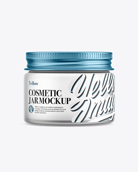 Frosted Glass Cosmetic Jar with Metallic Cap Mockup - Front View