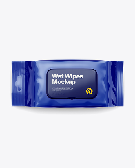 Glossy Wet Wipes Pack W/ Plastic Cap Mockup - Top View