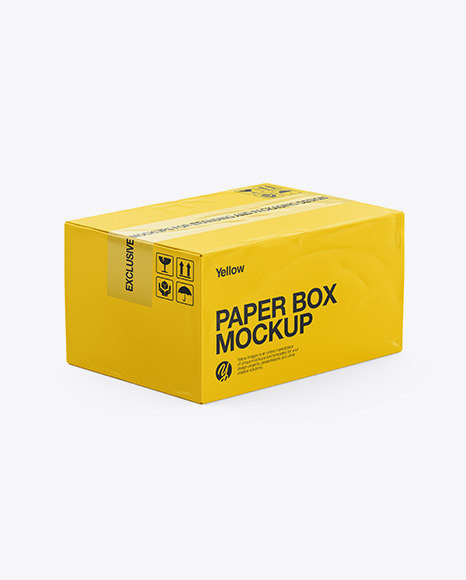 Paper Box Mockup - Half Side View (High-Angle Shot)