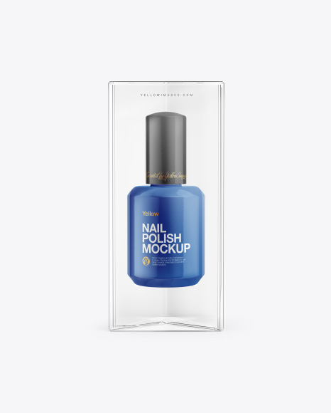 Nail Polish Bottle in Transparent Box Mockup - Front View