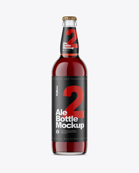 Clear Glass Bottle With Red Ale Mockup