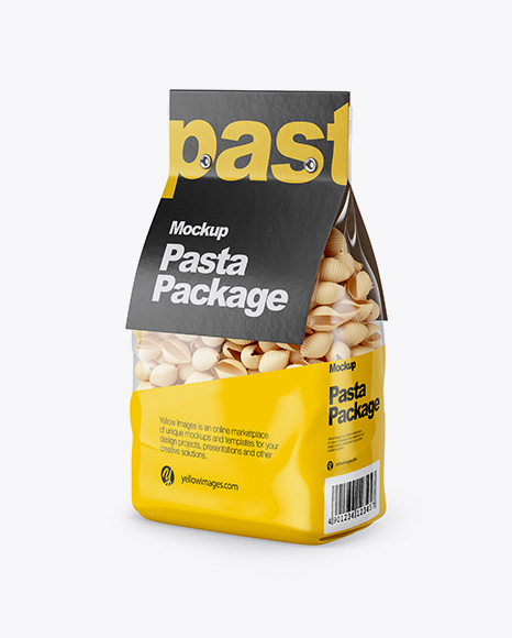 Conchiglie Pasta with Paper Label Mockup - Half Side View