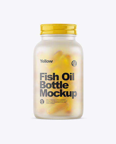 Frosted Glass Bottle With Fish Oil Mockup