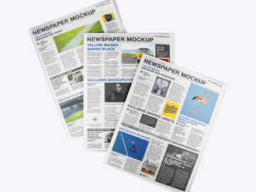 Three Newspapers Mockup - Top View