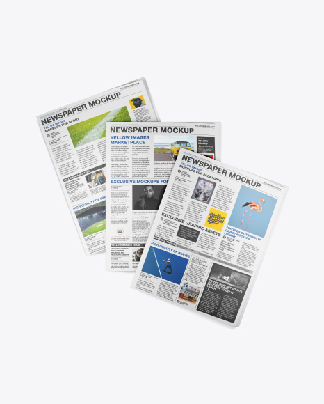 Three Newspapers Mockup - Top View